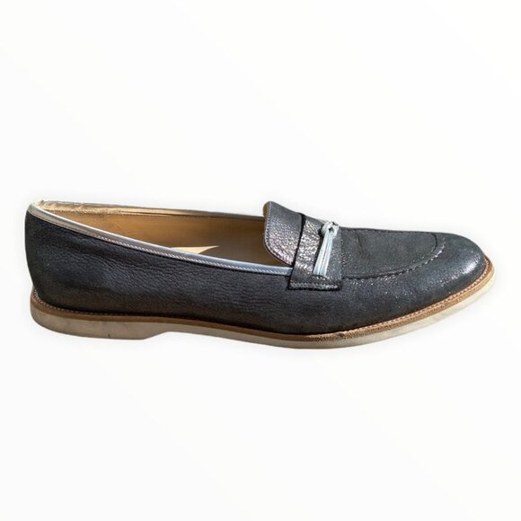 Alfani Silver Loafers Slip On Flats Size 11 Narrow Almond Toe Shoes Oxford Shoes - Picture 1 of 10